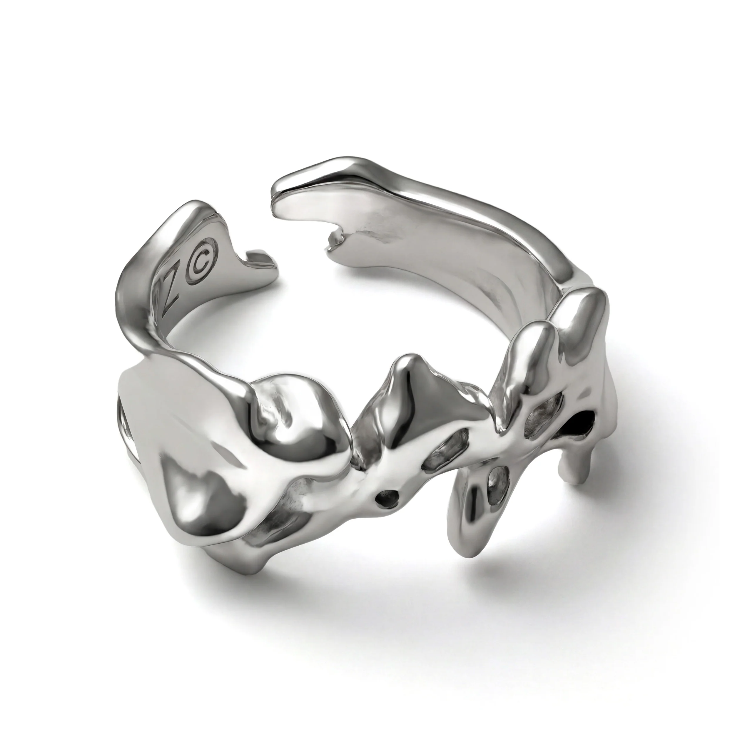 Bague ajustable "RELIC" - Chrome