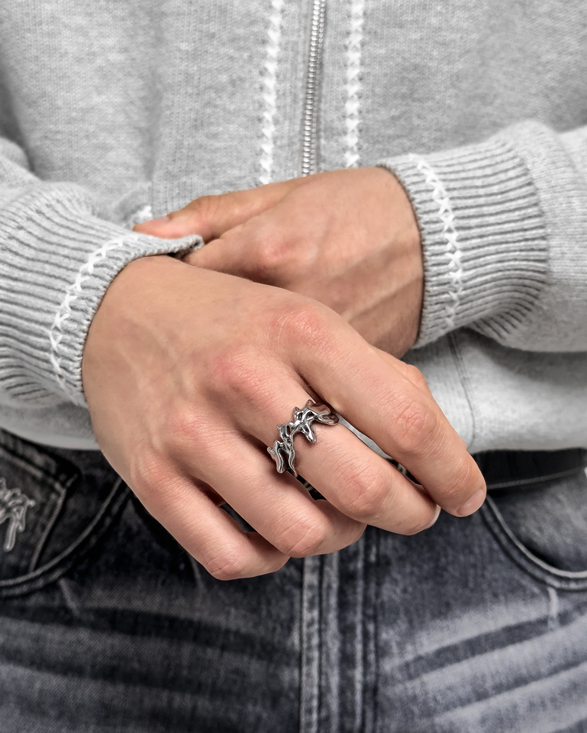 Bague ajustable "RELIC" - Chrome - Image 2
