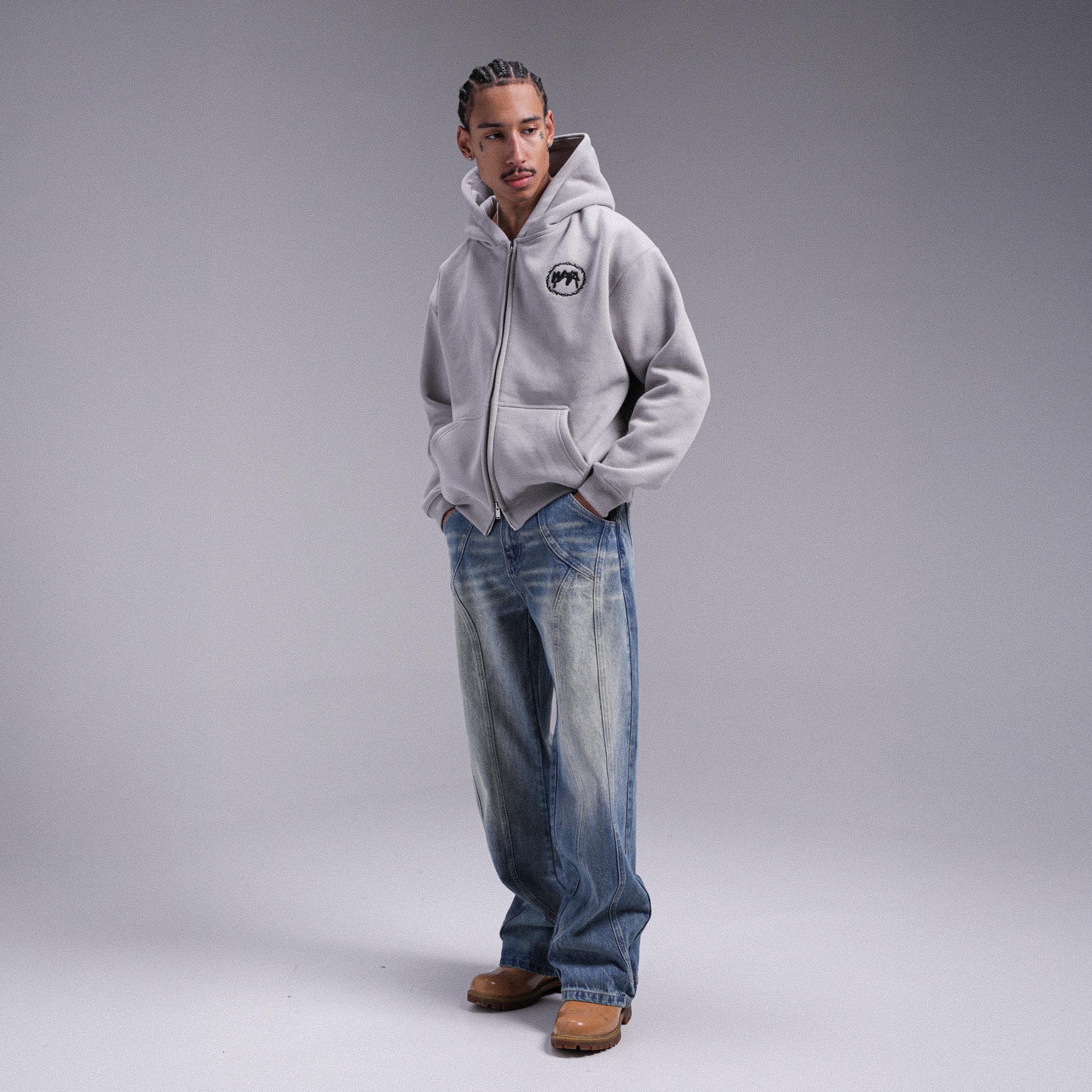 Gilet "CROWN" Double Zip - Gris clair - Image 5