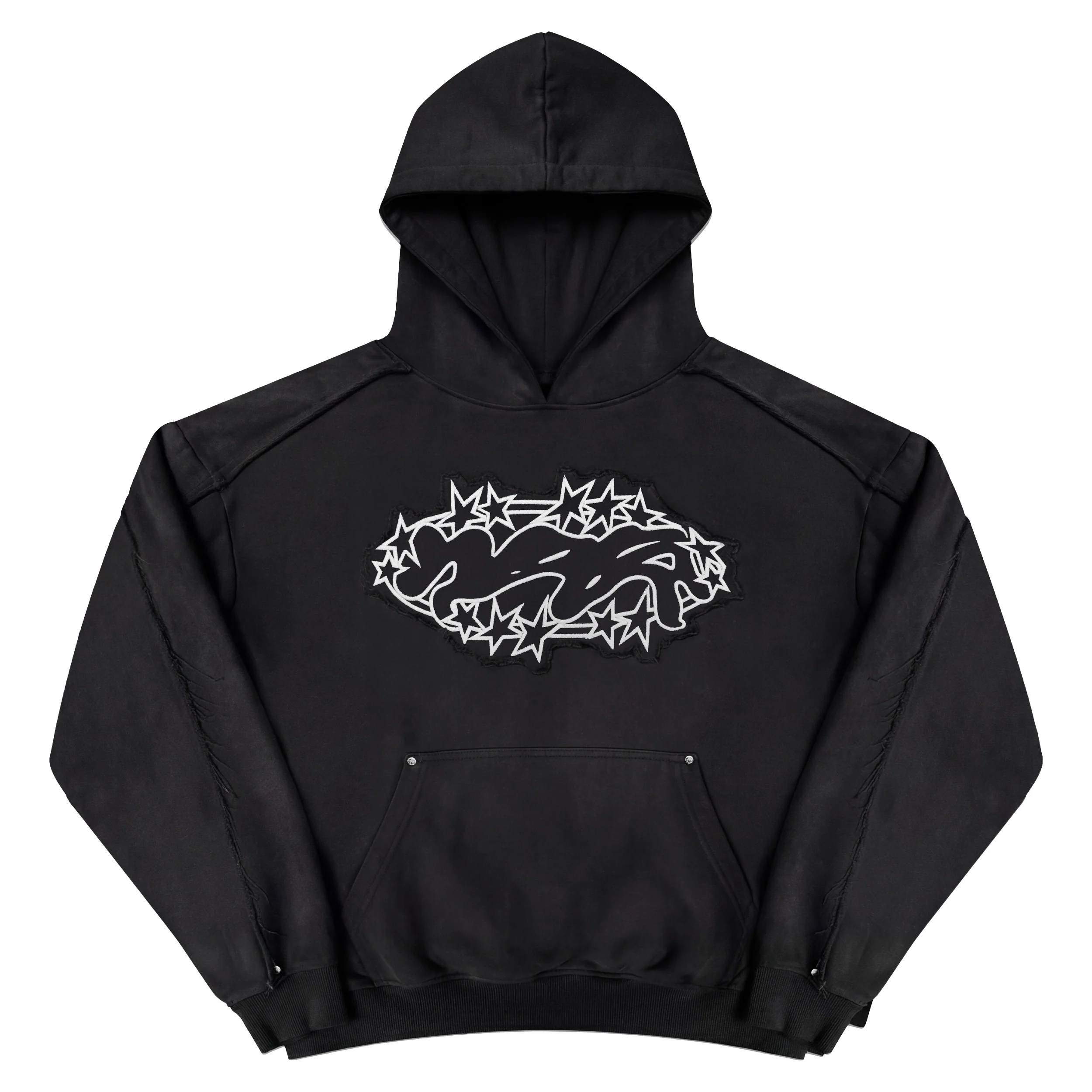 Hoodie "SPIKES" - Noir délavé