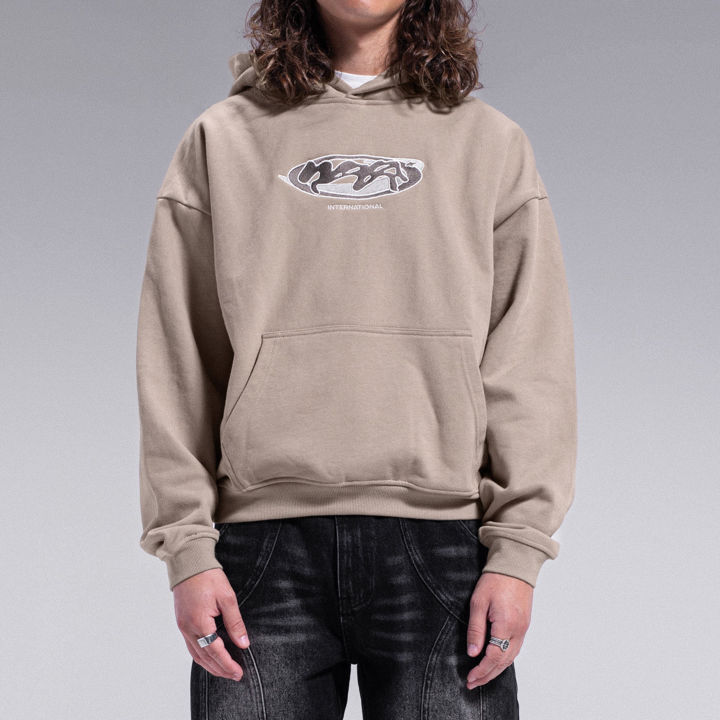 Hoodie brodé "WEYZ CORP" - Beige - Image 3