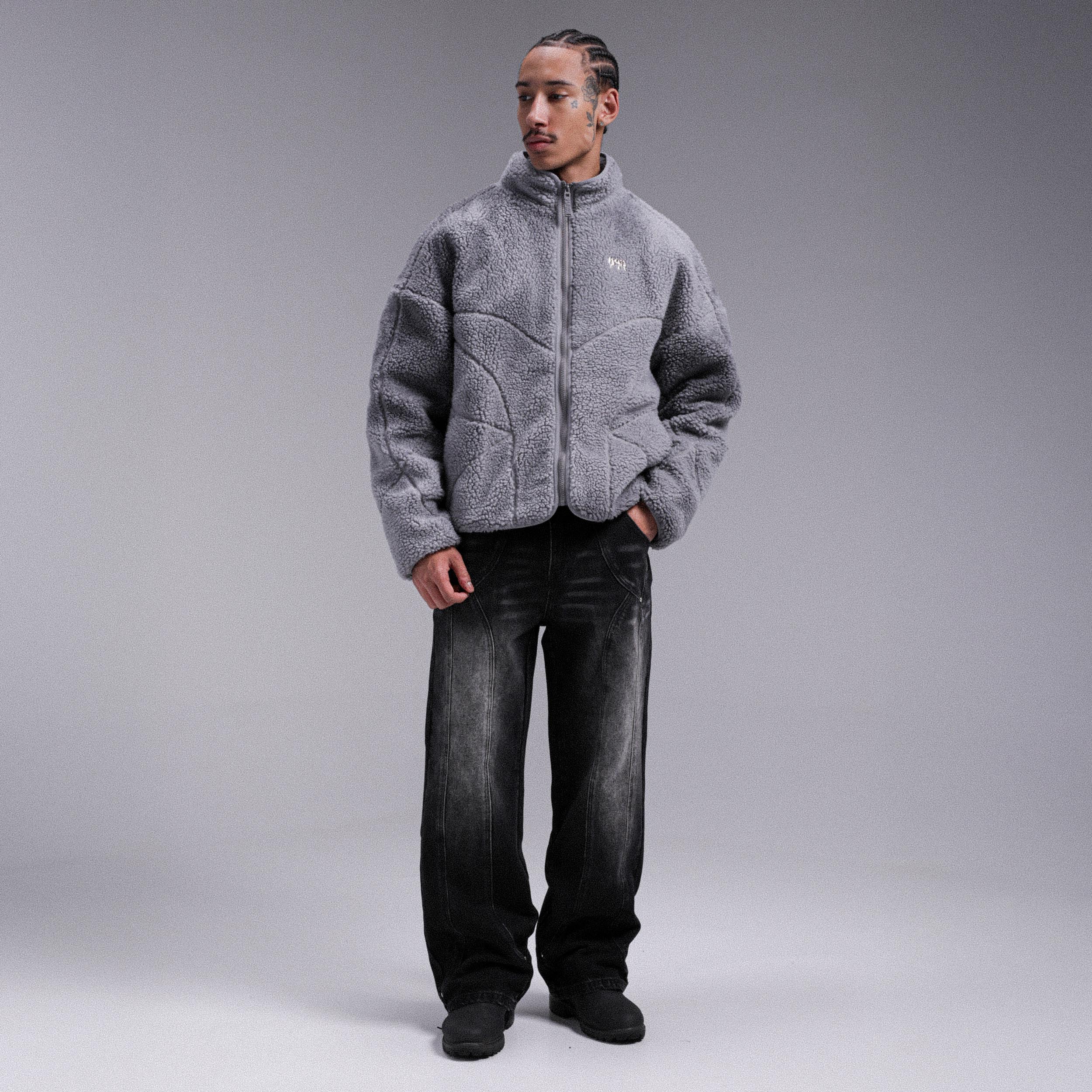 Veste Sherpa "MOON" - Gris - Image 3