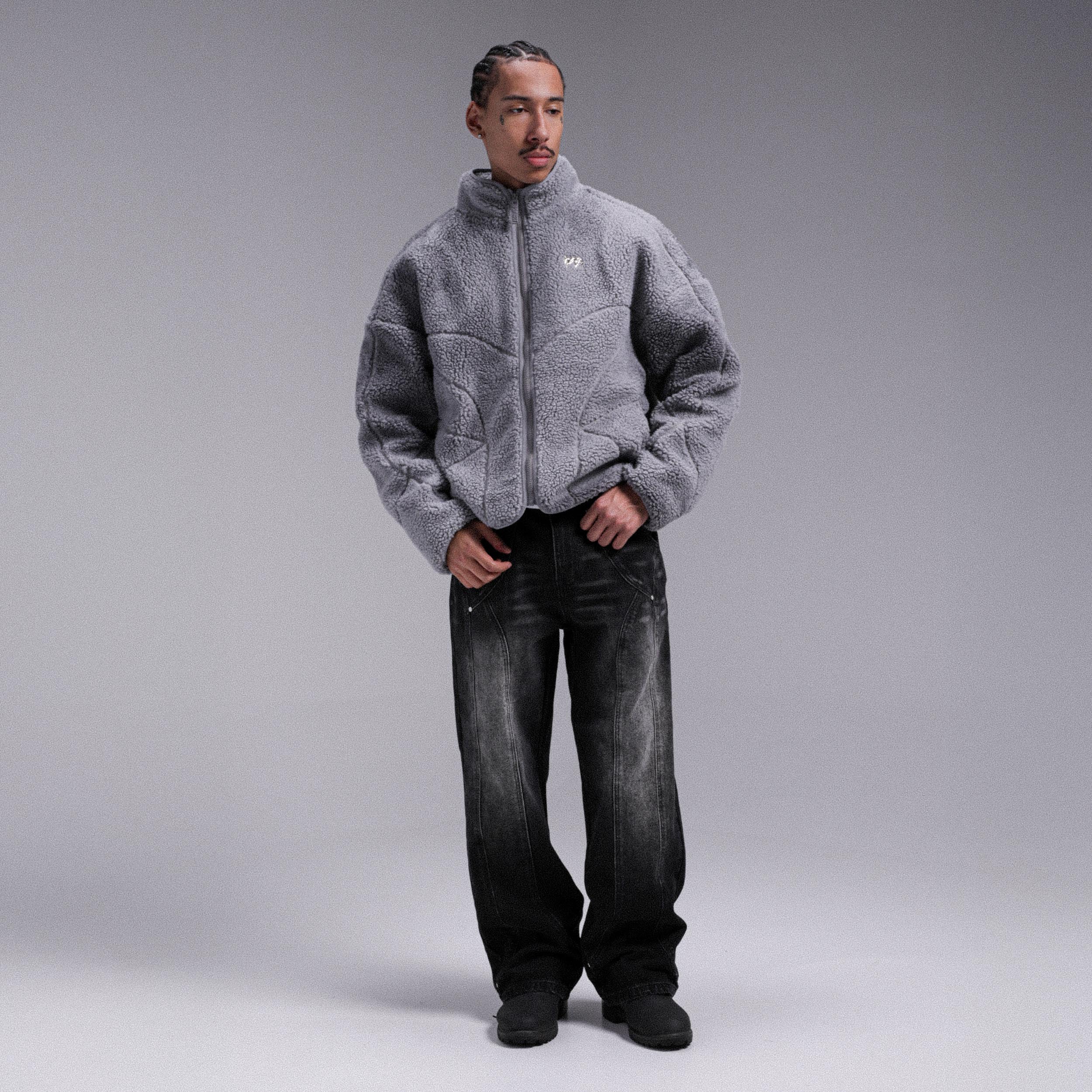 Veste Sherpa "MOON" - Gris - Image 5
