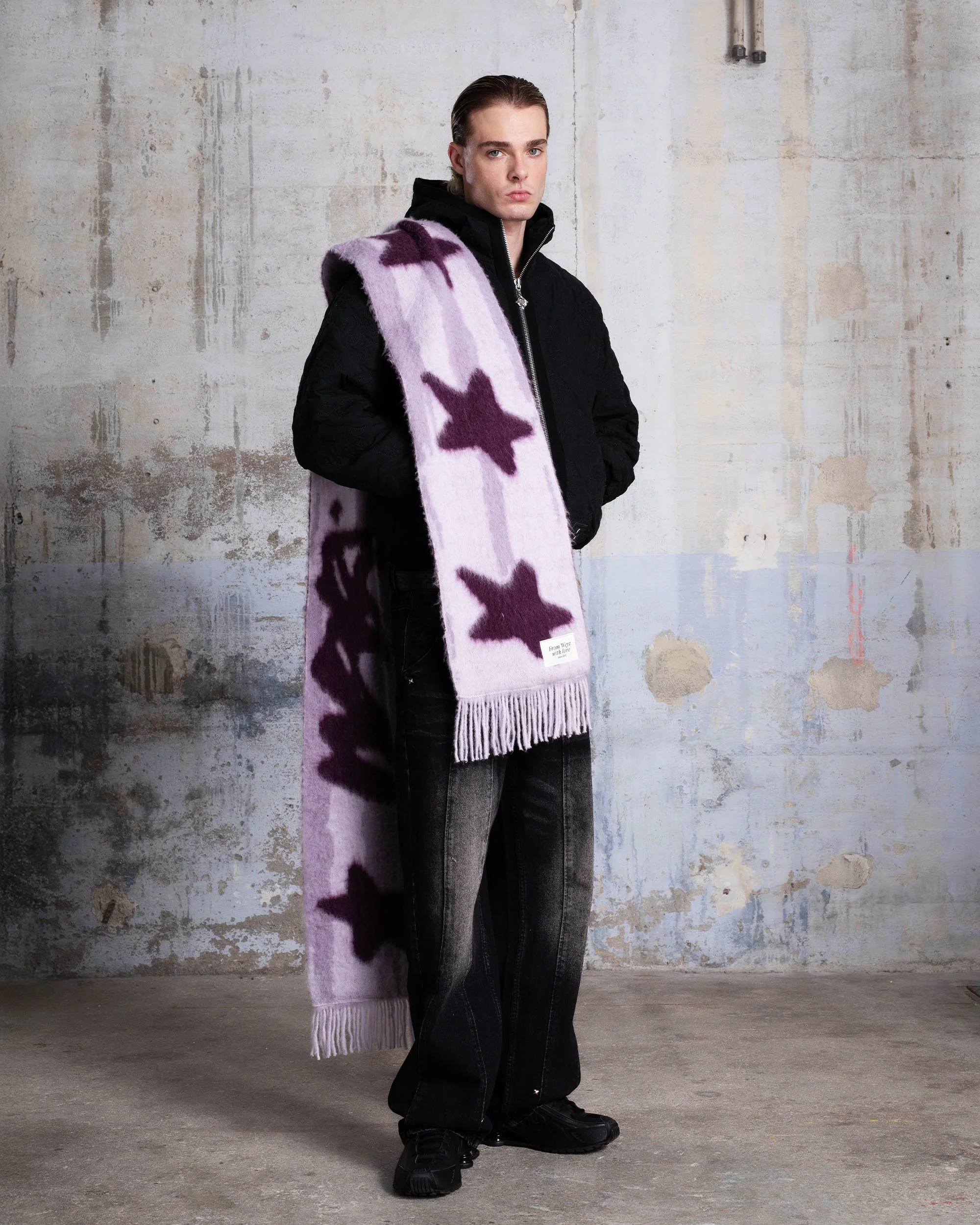 "STARS" ÉCHARPE MAILLE ÉPAISSE - ROSE CERISE - Image 3