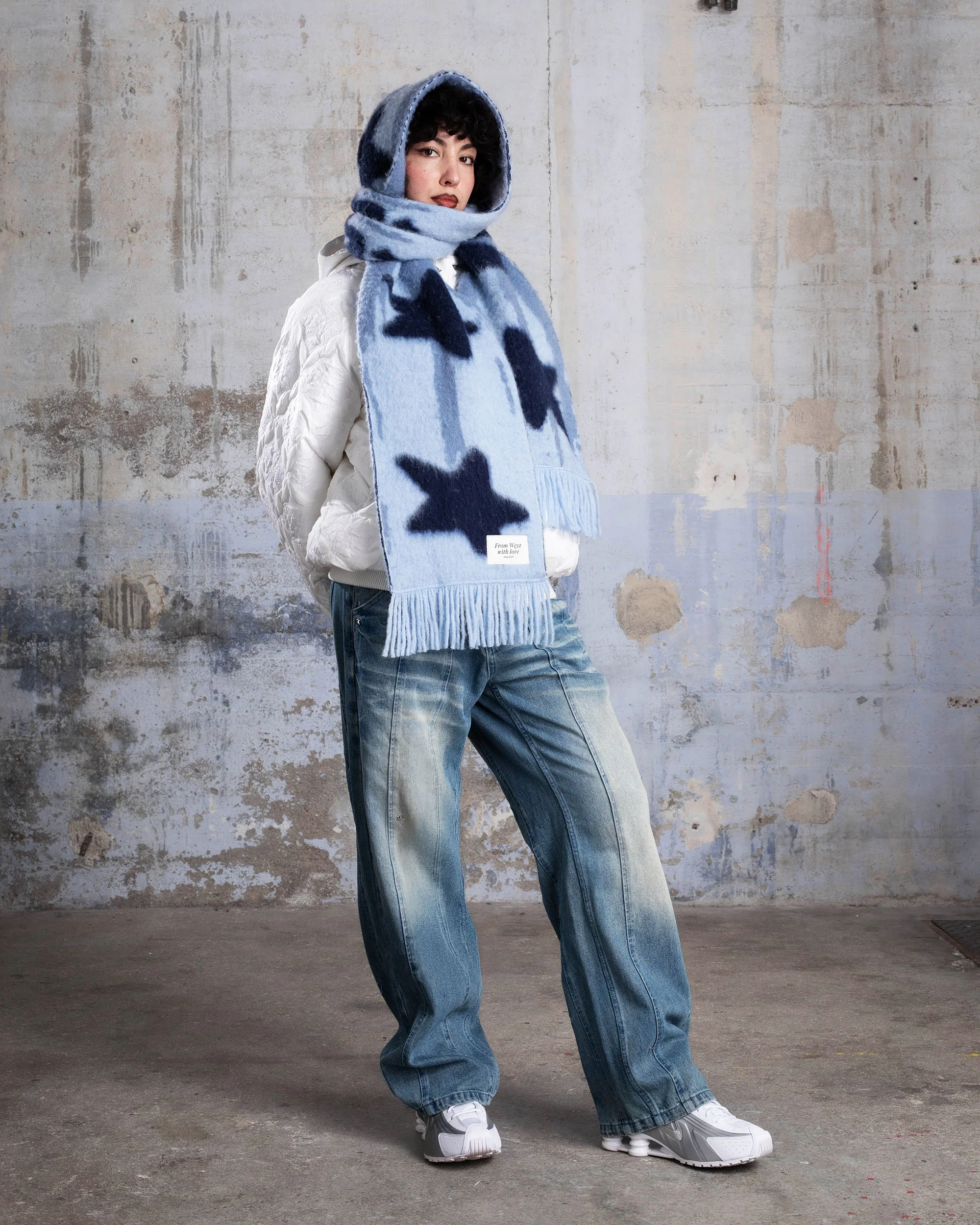 "STARS" ÉCHARPE MAILLE ÉPAISSE - BLEU GLACIALE - Image 4