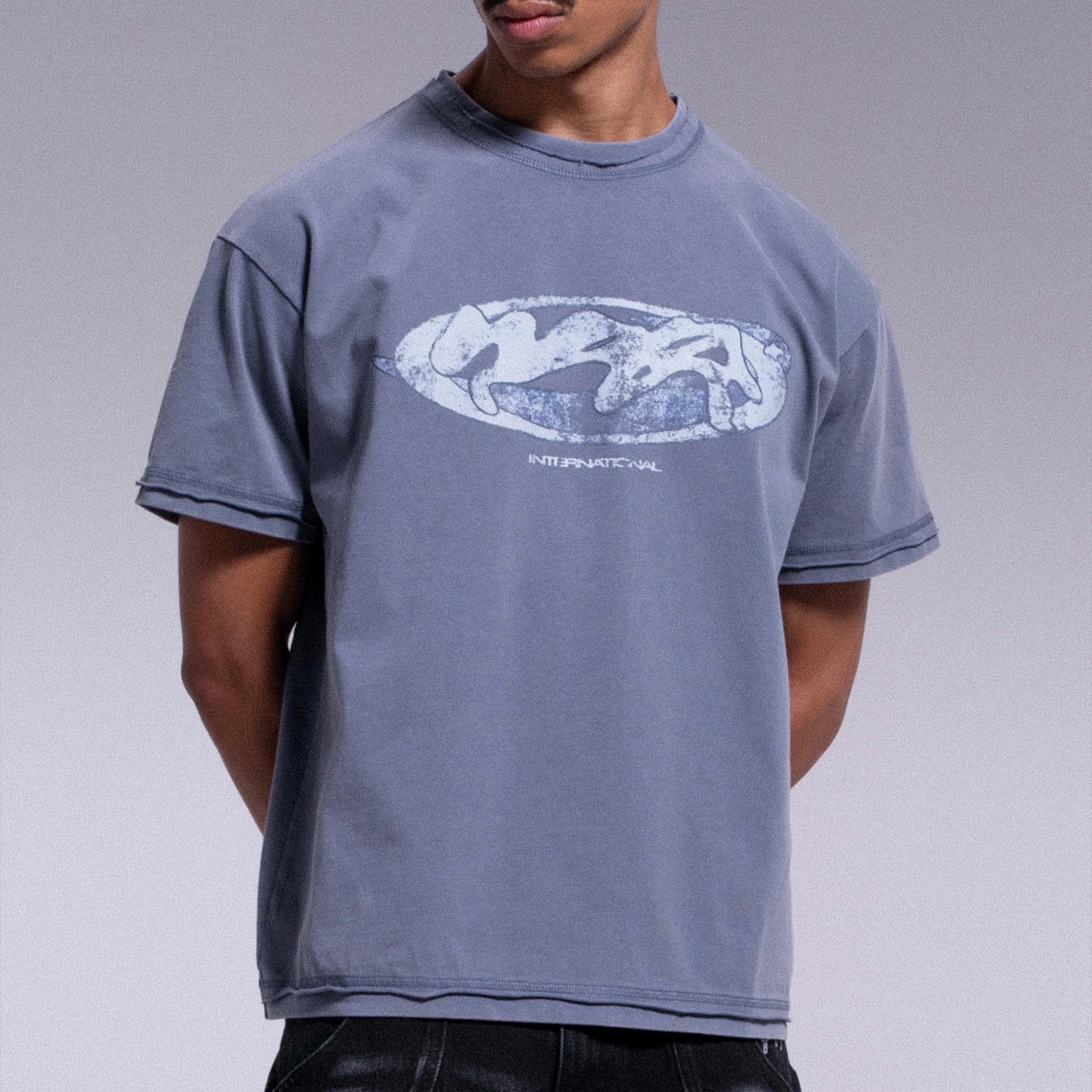 T-SHIRT VINTAGE "INTERNATIONAL" - BLEU - Image 3