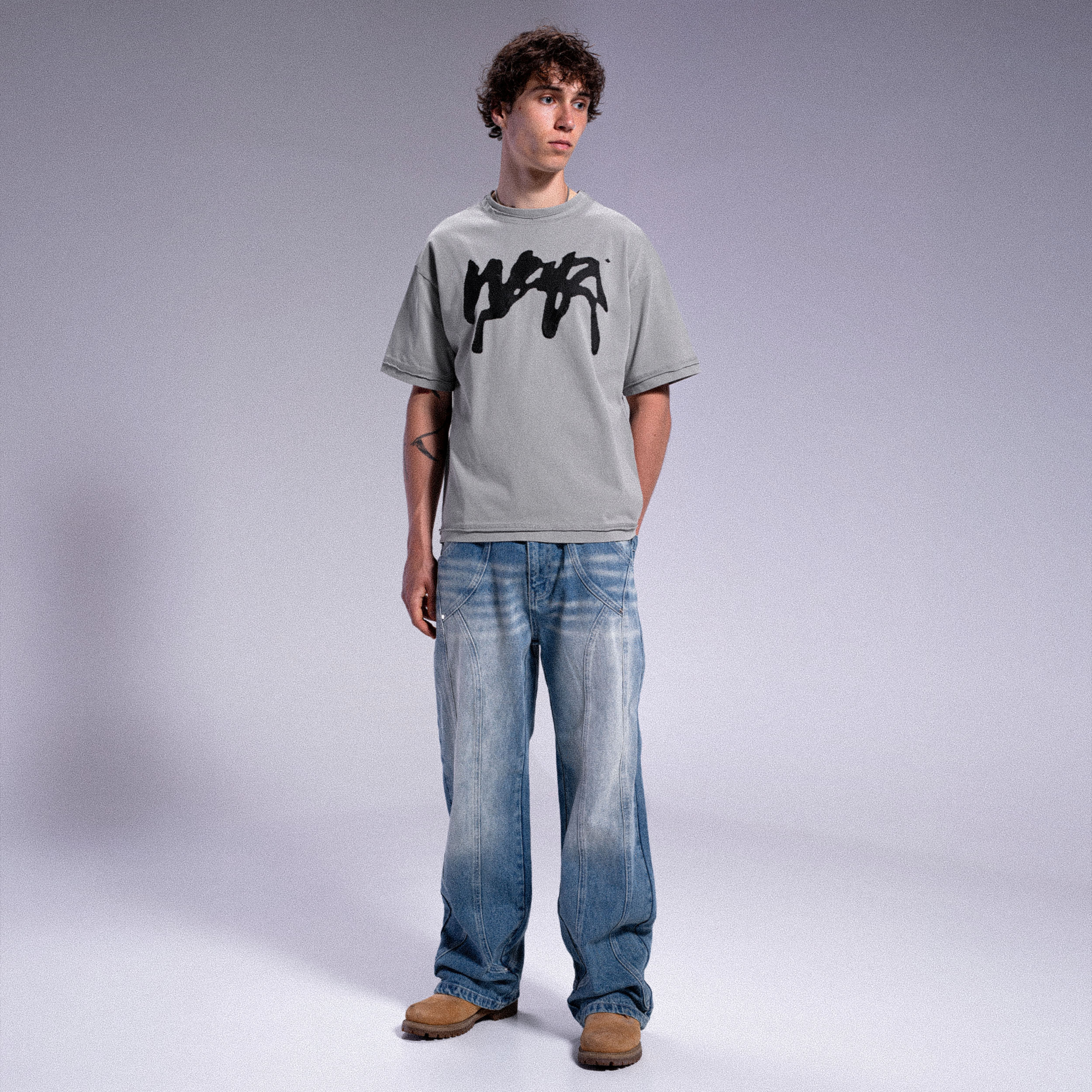 Tee-shirt oversize "PROPAGANDA" - Gris clair - Image 3