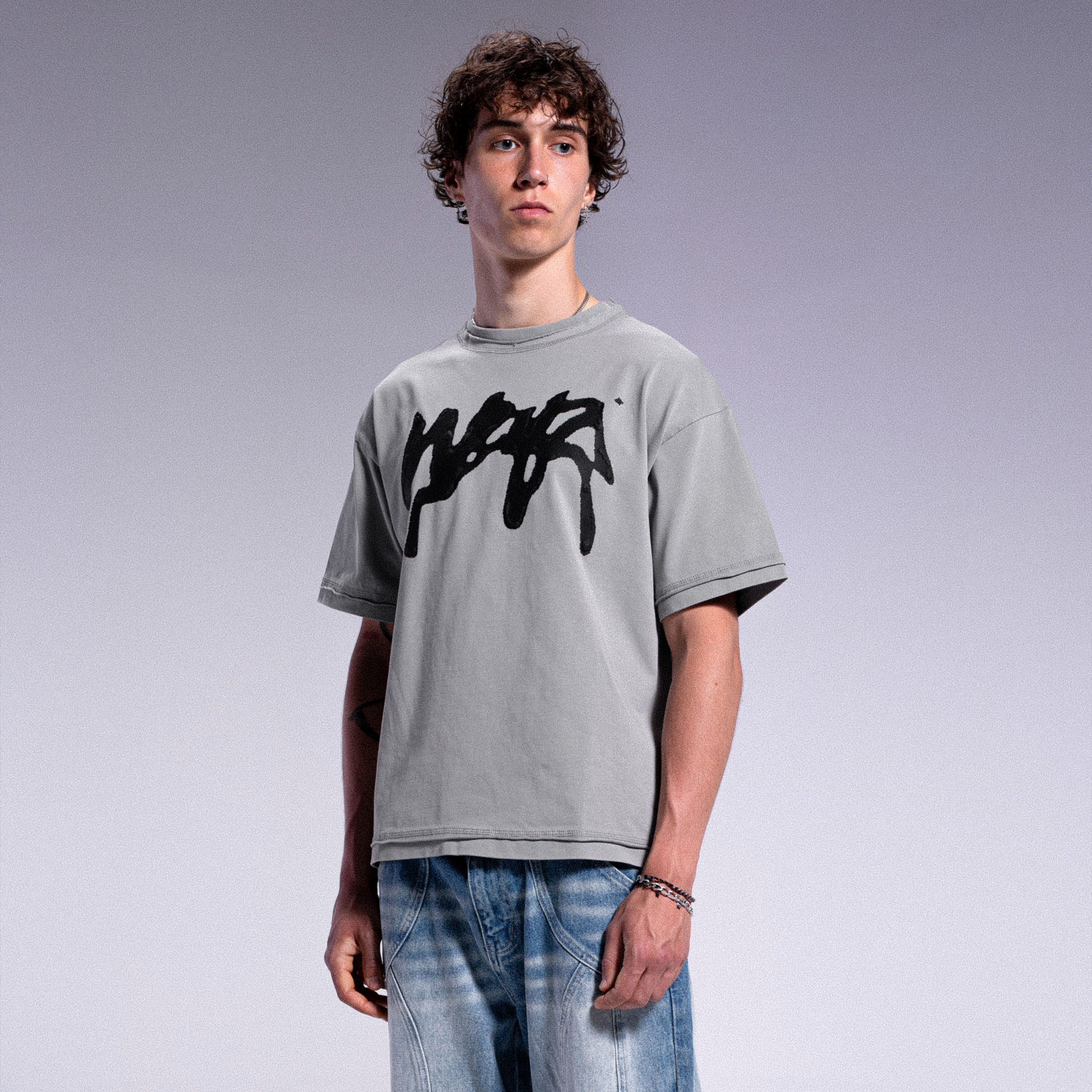 Tee-shirt oversize "PROPAGANDA" - Gris clair - Image 4