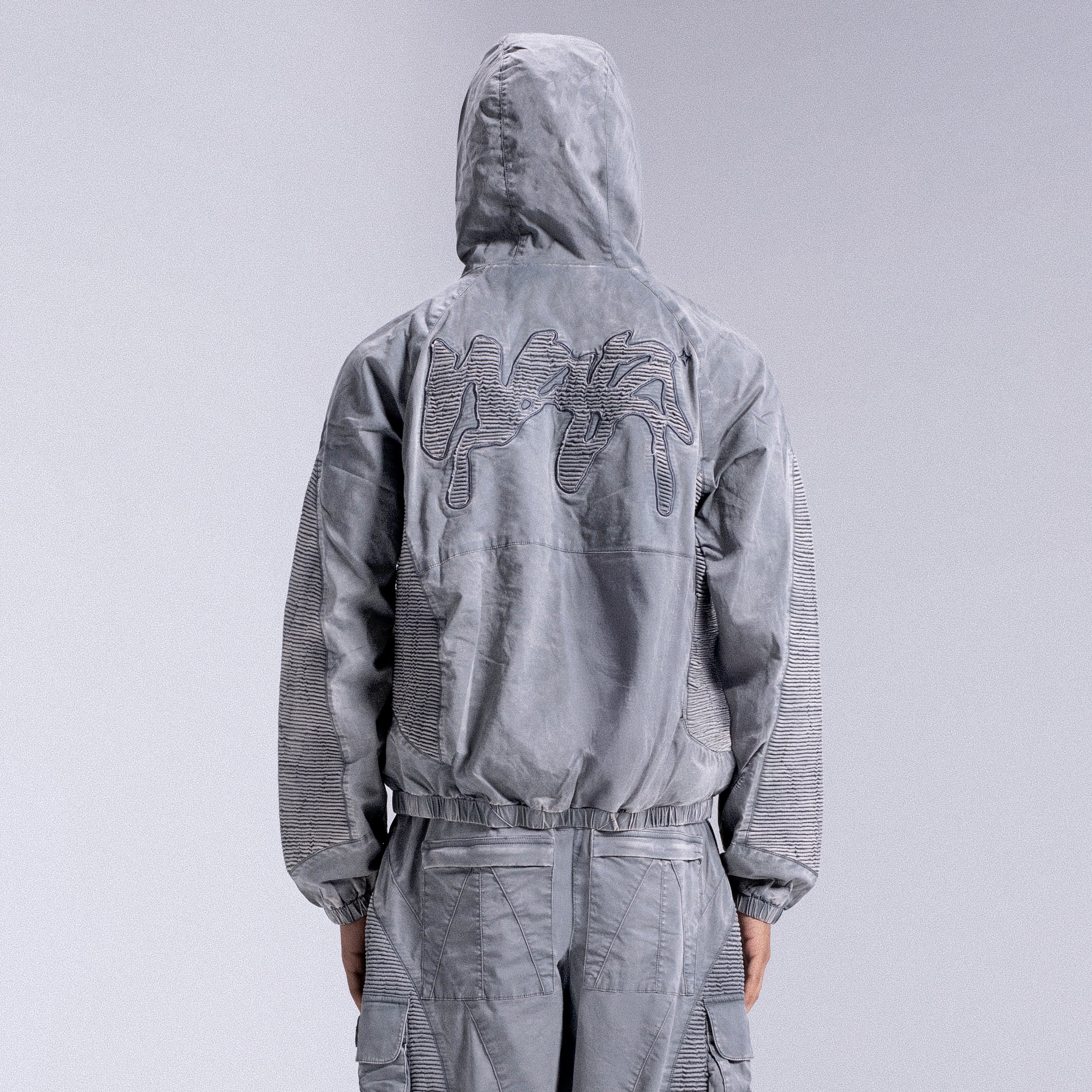 Windbreaker Jacket "STRIPE" - Light Grey - Image 3