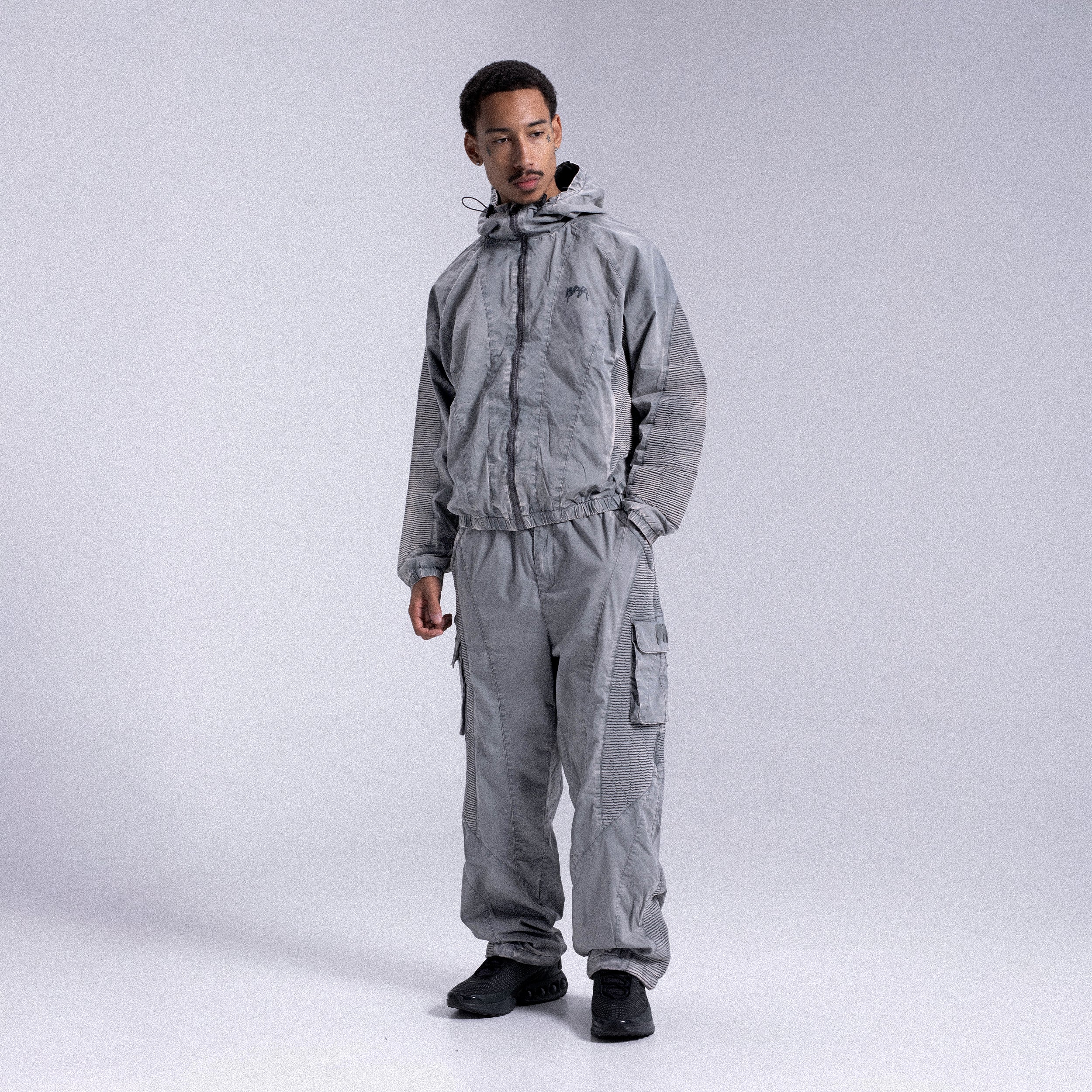 Windbreaker Jacket "STRIPE" - Light Grey - Image 4